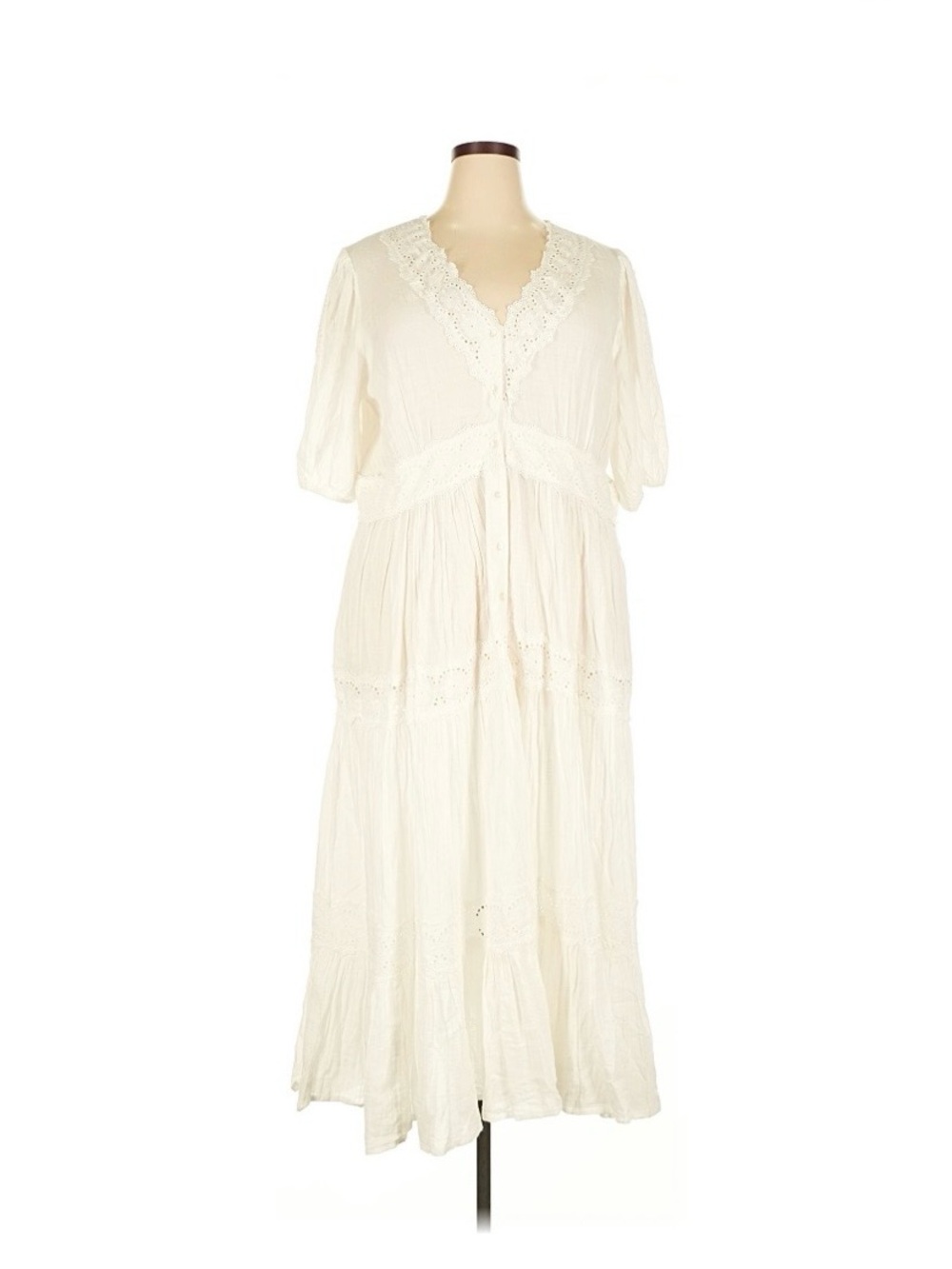April Cornell White Cotton Maxi Dress XXL